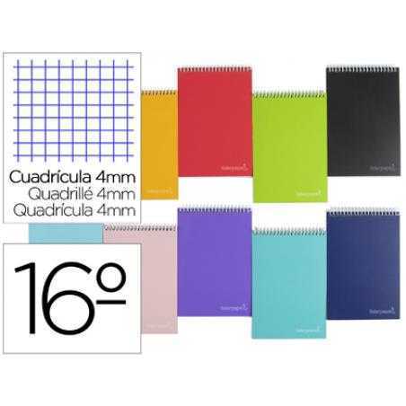 Cuaderno espiral liderpapel bolsillo dieciseiavo apaisado witty tapa dura dura 80h 60 grcuadro 4 mm colores stdos.