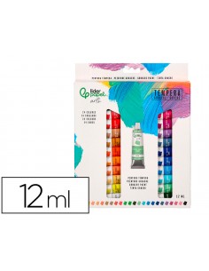 Pintura gouache/tempera liderpapel caja de 24 tubos de aluminio de 12 ml colores surtidos