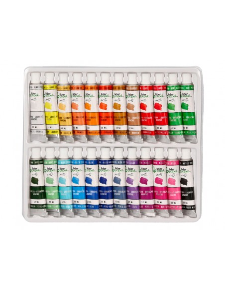 Pintura gouache/tempera liderpapel caja de 24 tubos de aluminio de 12 ml colores surtidos Pintura gouache/tempera liderpapel caja de 24 tubos de aluminio de 12 ml colores surtidos