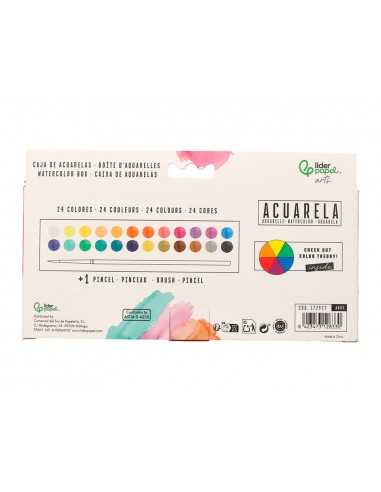 Acuarela liderpapel 24 colores con pincel estuche metalico