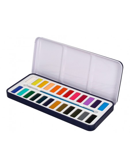 Acuarela liderpapel 24 colores con pincel estuche metalico