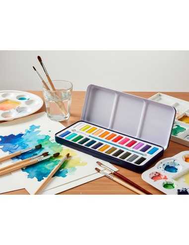 Acuarela liderpapel 24 colores con pincel estuche metalico