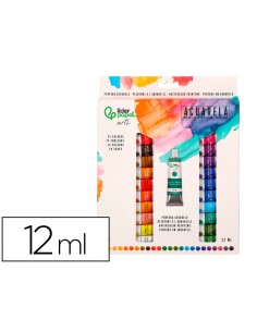 Pintura de acuarela liderpapel caja de 24 tubos de aluminio de 12 ml colores surtidos