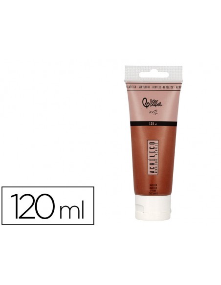 Pintura acrilica liderpapel tubo de plastico de 120 ml color marron