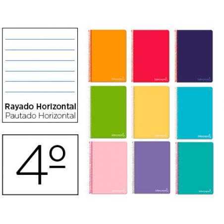 Cuaderno espiral liderpapel cuarto witty tapa dura 80h 75gr rayado horizontal 8mm con margen colores surtidos