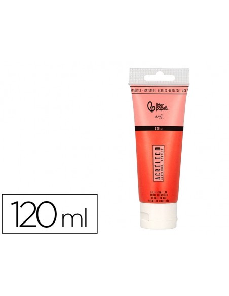 Pintura acrilica liderpapel tubo de plastico de 120 ml color rojo bermellon