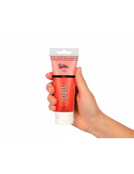 Pintura acrilica liderpapel tubo de plastico de 120 ml color rojo bermellon Pintura acrilica liderpapel tubo de plastico de 120 ml color rojo bermellon