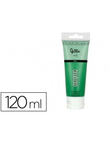 Pintura acrilica liderpapel tubo de plastico de 120 ml color verde permanente