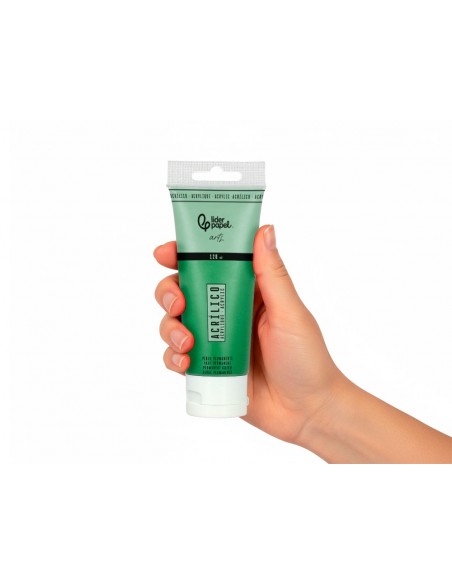 Pintura acrilica liderpapel tubo de plastico de 120 ml color verde permanente Pintura acrilica liderpapel tubo de plastico de 120 ml color verde permanente