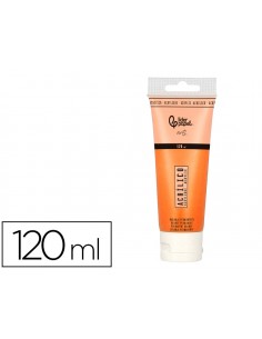 Pintura acrilica liderpapel tubo de plastico de 120 ml color naranja permanente
