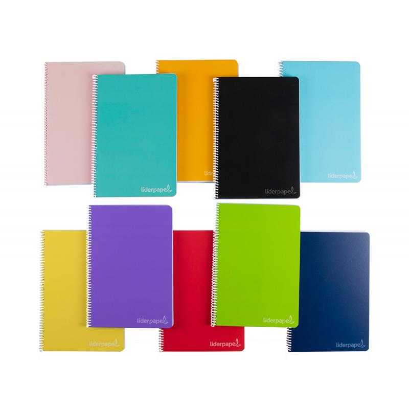 Cuaderno espiral liderpapel cuarto witty tapa dura 80h 75gr cuadro 4mm con margen colores surtidos