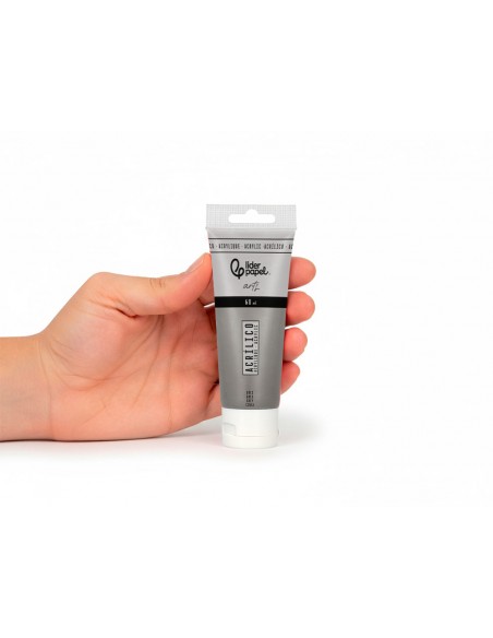 Pintura acrilica liderpapel tubo de plastico de 60 ml color gris