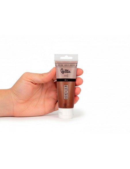 Pintura acrilica liderpapel tubo de plastico de 60 ml color marron