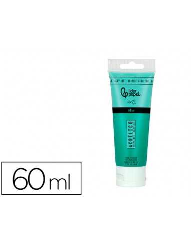 Pintura acrilica liderpapel tubo de plastico de 60 ml color verde turquesa