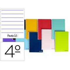 Cuaderno espiral liderpapel cuarto smart tapa blanda 80h 60gr pauta 3,5mm con margen colores surtidos