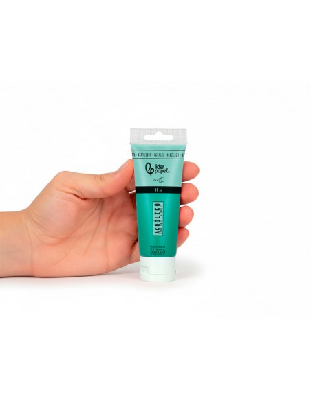 Pintura acrilica liderpapel tubo de plastico de 60 ml color verde turquesa