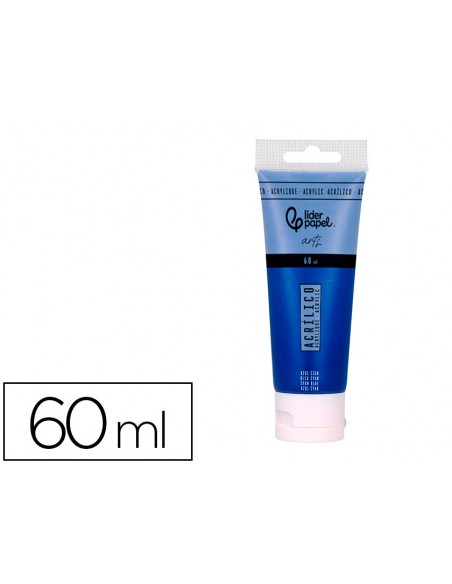 Pintura acrilica liderpapel tubo de plastico de 60 ml color azul cian
