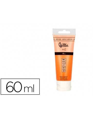 Pintura acrilica liderpapel tubo de plastico de 60 ml color naranja permanente