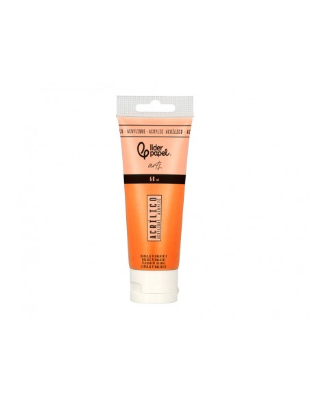 Pintura acrilica liderpapel tubo de plastico de 60 ml color naranja permanente