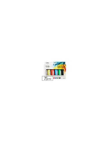 Pintura acrilica liderpapel caja de 6 tubos de plastico de 75 ml colores basicos
