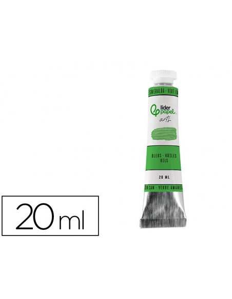 Pintura al oleo liderpapel tubo de aluminio de 20 ml color verde esmeralda