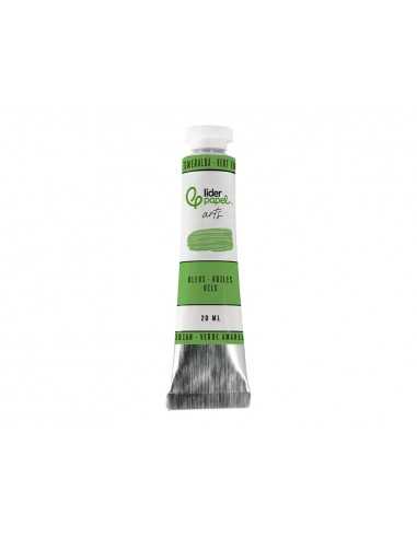 Pintura al oleo liderpapel tubo de aluminio de 20 ml color verde esmeralda