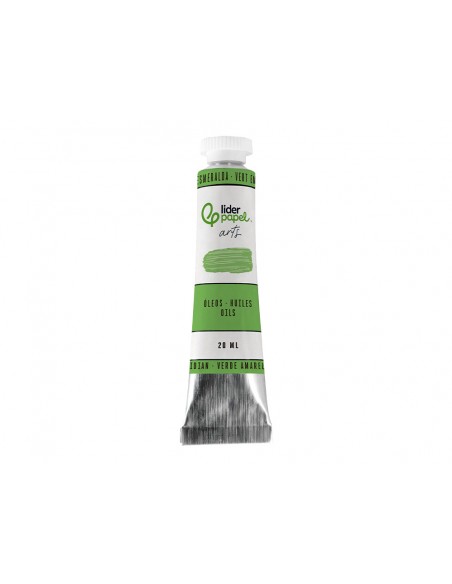 Pintura al oleo liderpapel tubo de aluminio de 20 ml color verde esmeralda