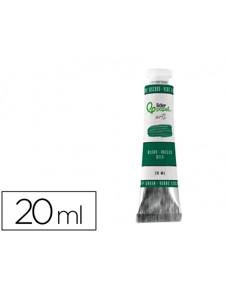 Pintura al oleo liderpapel tubo de aluminio de 20 ml color verde oscuro