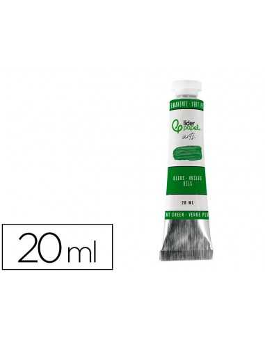 Pintura al oleo liderpapel tubo de aluminio de 20 ml color verde permanente