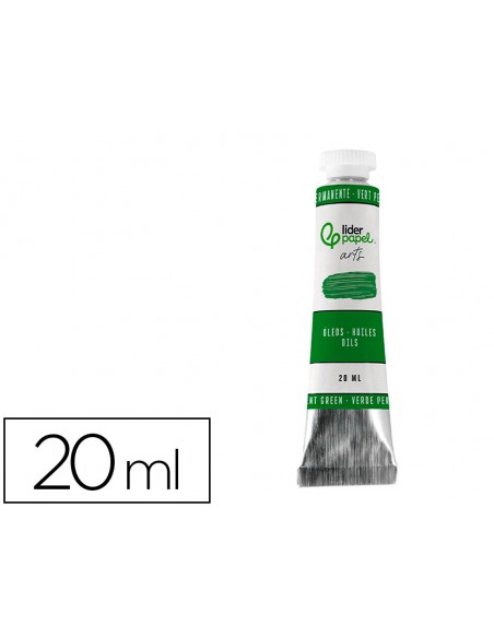 Pintura al oleo liderpapel tubo de aluminio de 20 ml color verde permanente