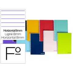 Cuaderno espiral liderpapel folio smart tapa blanda 80h 60gr horizontal 8mm con margen colores surtidos