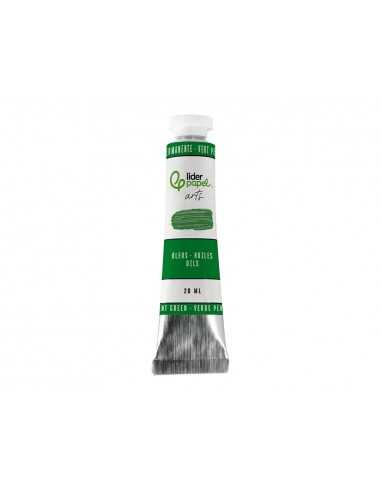 Pintura al oleo liderpapel tubo de aluminio de 20 ml color verde permanente