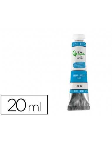 Pintura al oleo liderpapel tubo de aluminio de 20 ml color azul cian