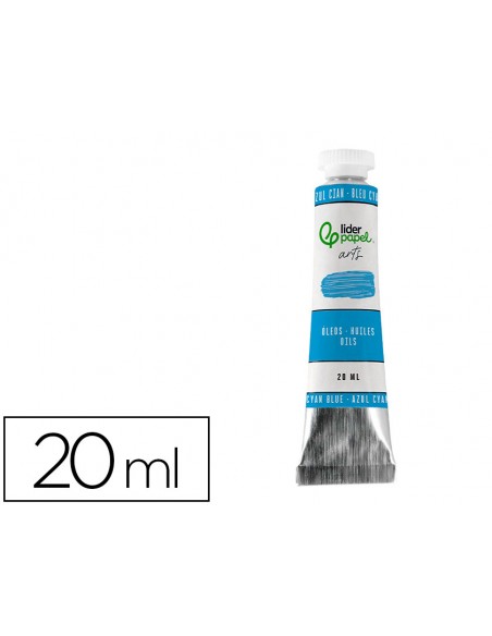 Pintura al oleo liderpapel tubo de aluminio de 20 ml color azul cian