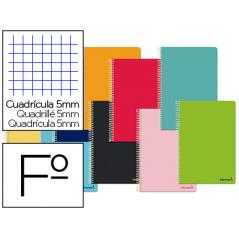 Cuaderno espiral liderpapel folio smart tapa blanda 80h 60gr cuadro 5 mm con margen colores surtidos