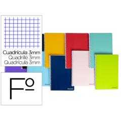 Cuaderno espiral liderpapel folio smart tapa blanda 80h 60gr cuadro 3 mm con margen colores surtidos