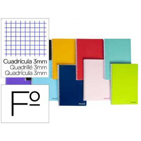 Cuaderno espiral liderpapel folio smart tapa blanda 80h 60gr cuadro 3 mm con margen colores surtidos