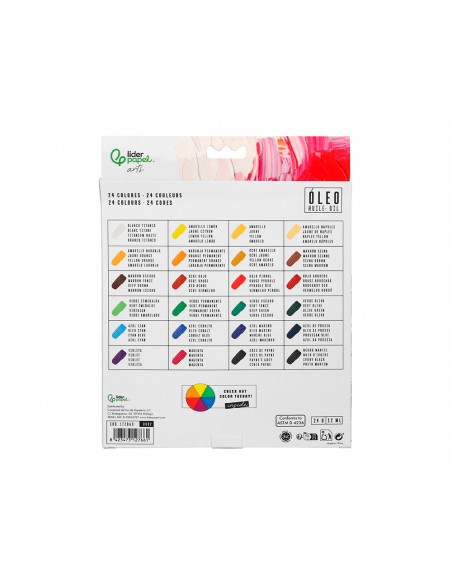 Pintura al oleo liderpapel caja de 24 tubos de aluminio de 12 ml colores surtidos