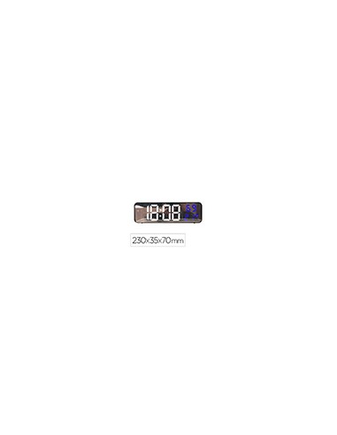 Reloj q-connect de pared y sobremesa digital con temperatura 230x35x70 mm