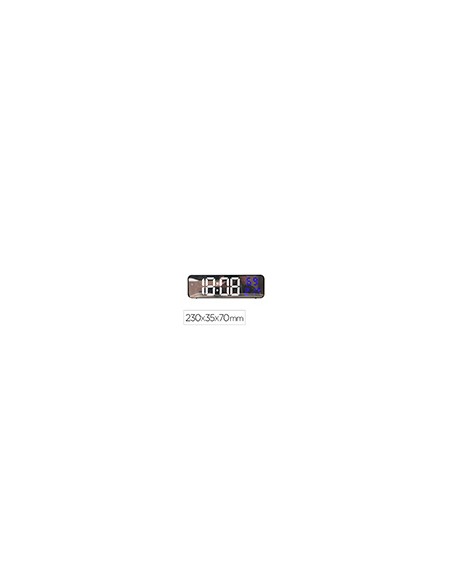 Reloj q-connect de pared y sobremesa digital con temperatura 230x35x70 mm Reloj q-connect de pared y sobremesa digital con temperatura 230x35x70 mm