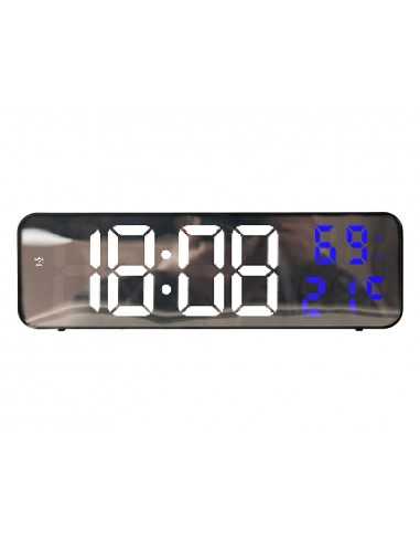 Reloj q-connect de pared y sobremesa digital con temperatura 230x35x70 mm