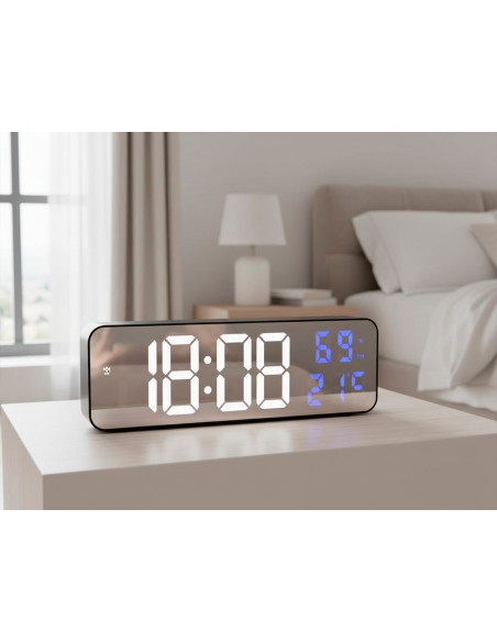 Reloj q-connect de pared y sobremesa digital con temperatura 230x35x70 mm Reloj q-connect de pared y sobremesa digital con temperatura 230x35x70 mm
