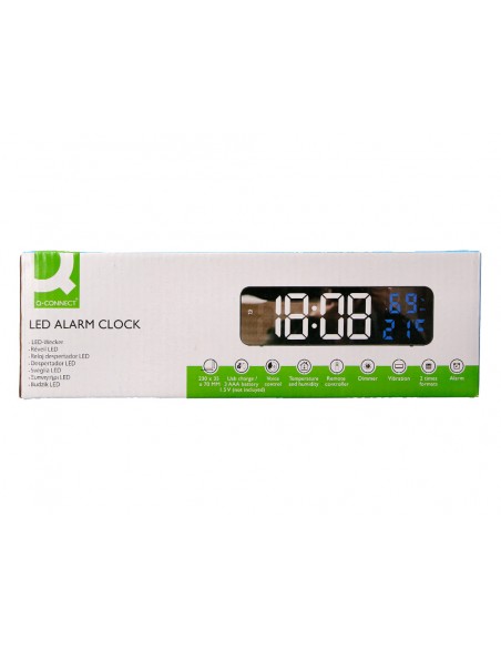 Reloj q-connect de pared y sobremesa digital con temperatura 230x35x70 mm Reloj q-connect de pared y sobremesa digital con temperatura 230x35x70 mm