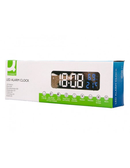 Reloj q-connect de pared y sobremesa digital con temperatura 230x35x70 mm Reloj q-connect de pared y sobremesa digital con temperatura 230x35x70 mm