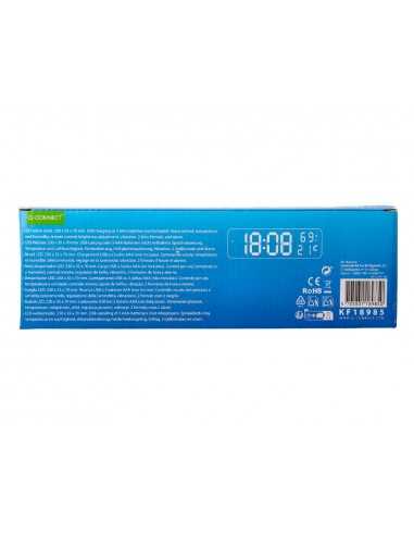 Reloj q-connect de pared y sobremesa digital con temperatura 230x35x70 mm