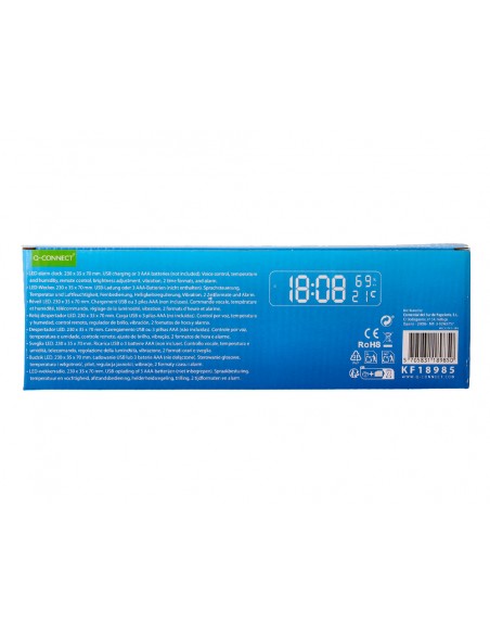 Reloj q-connect de pared y sobremesa digital con temperatura 230x35x70 mm Reloj q-connect de pared y sobremesa digital con temperatura 230x35x70 mm