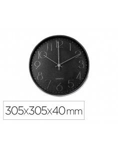 Reloj q-connect de pared analogico plateado silencioso 305x305x40mm