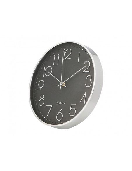 Reloj q-connect de pared analogico plateado silencioso 305x305x40mm