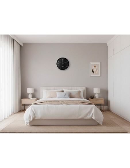 Reloj q-connect de pared analogico plateado silencioso 305x305x40mm
