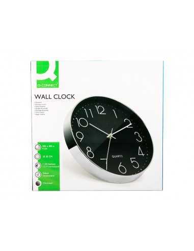 Reloj q-connect de pared analogico plateado silencioso 305x305x40mm